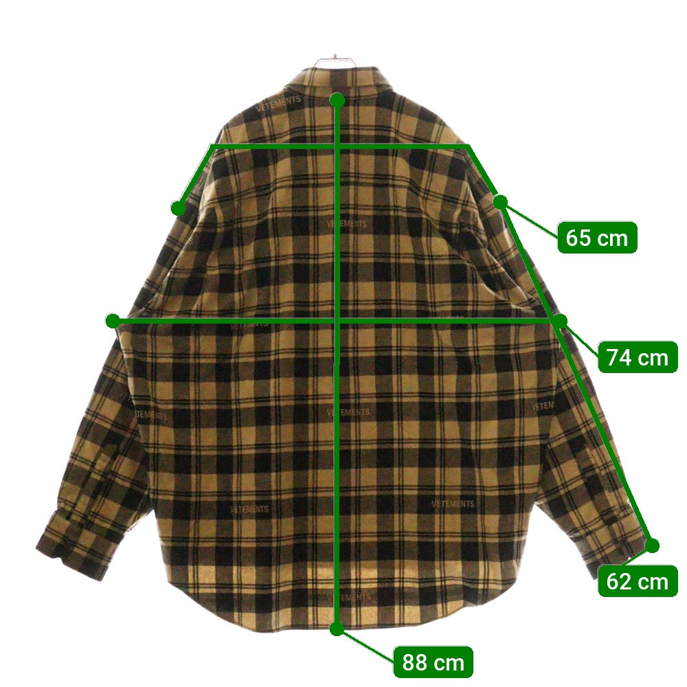 VETEMENTS(ヴェトモン) 24AW LOGO JACQUARD PLAID SHIRT ロゴ ジャガード プレイド 長袖チェックシャツ ベージュ UA65SH919S