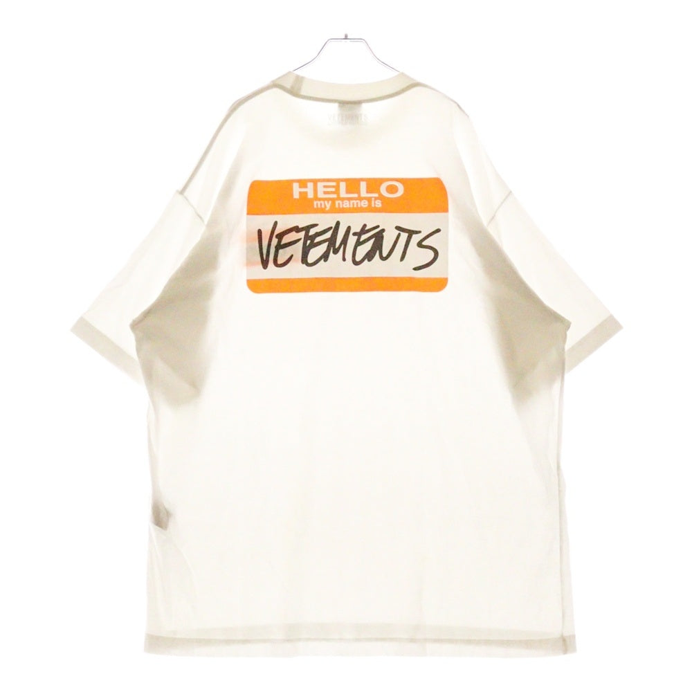 VETEMENTS(ヴェトモン) 21AW Hello My name is VETEMENTS T-shirt マイネームイズプリント半袖Tシャツ XSUE54TR240W ホワイト