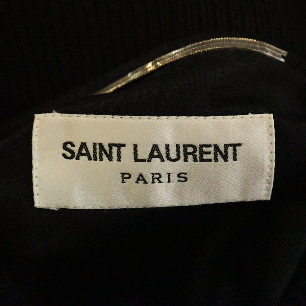 SAINT LAURENT PARIS(サンローランパリ) テディジャケット ビーズ加工 バックロゴ ブラック レーヨン 52