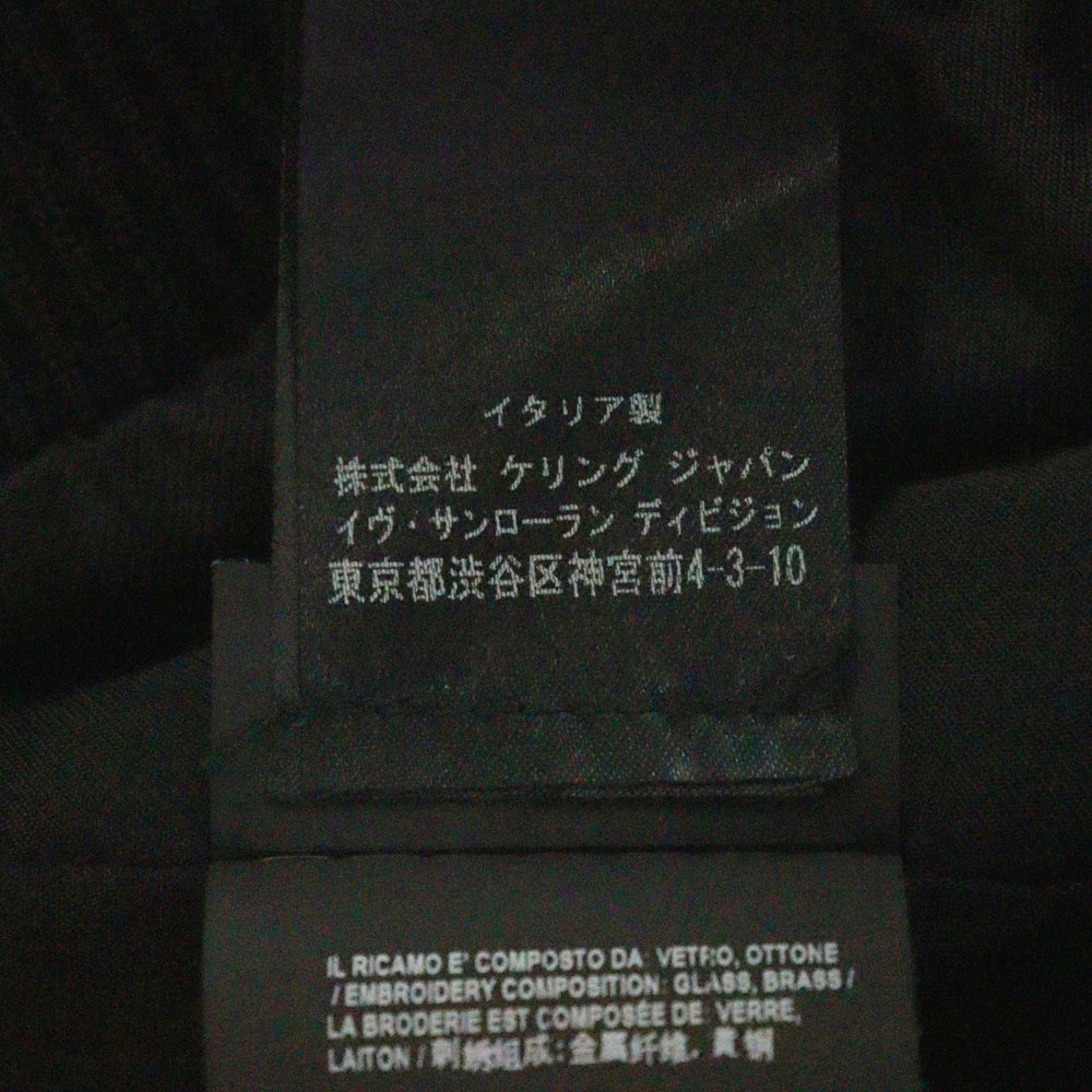 SAINT LAURENT PARIS(サンローランパリ) テディジャケット ビーズ加工 バックロゴ ブラック レーヨン 52