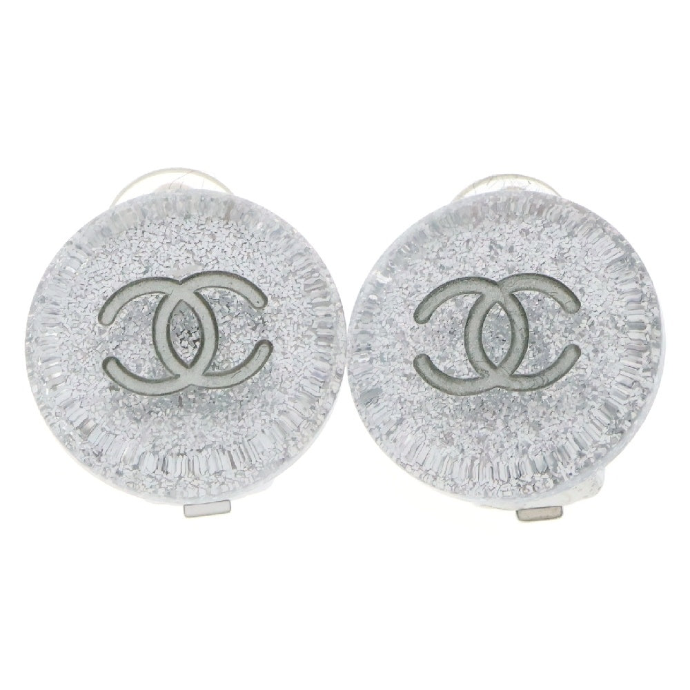 CHANEL(シャネル) ココマーク ラメ イヤリング シルバー レジン アクセサリー 00A