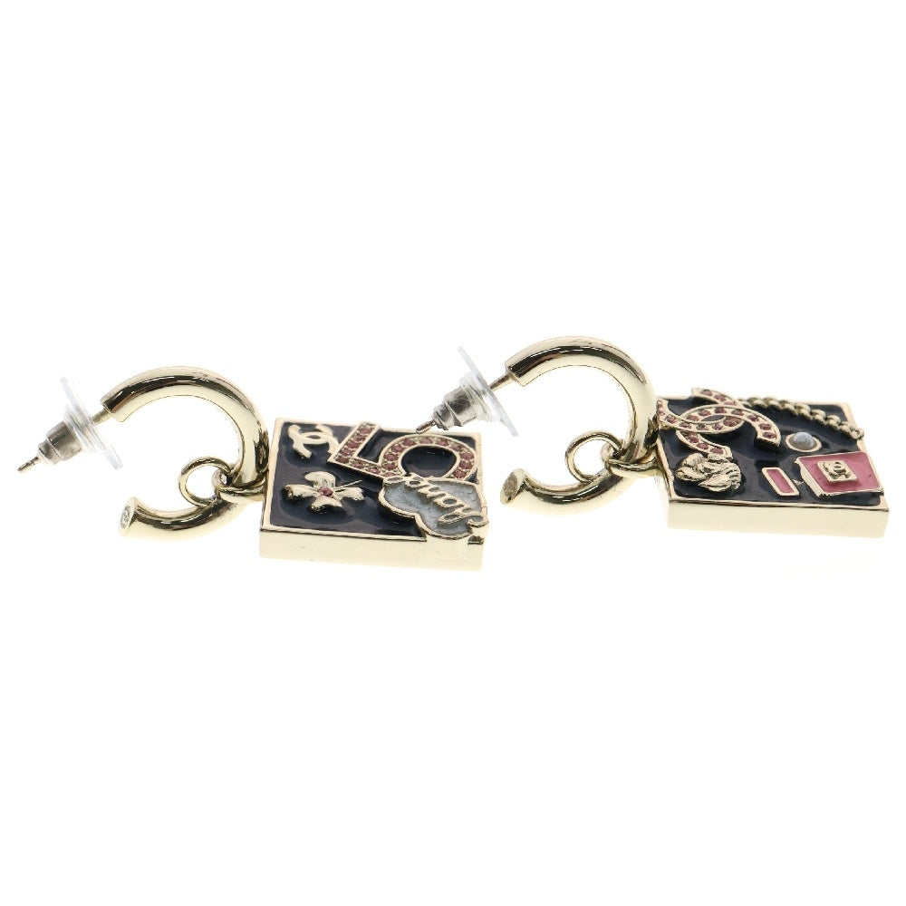 CHANEL(シャネル) No5 ロゴ ピアス ゴールド×ブラック GP ココマーク ラインストーン B24S