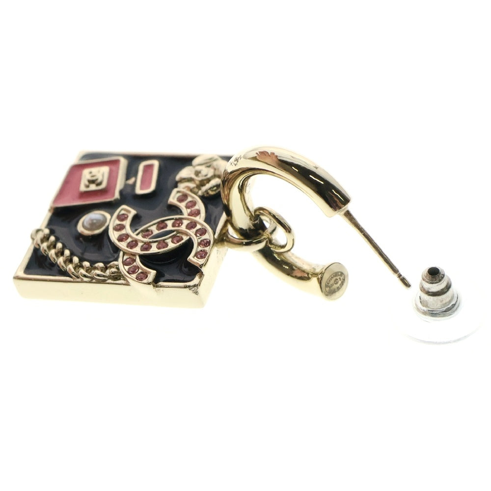 CHANEL(シャネル) No5 ロゴ ピアス ゴールド×ブラック GP ココマーク ラインストーン B24S