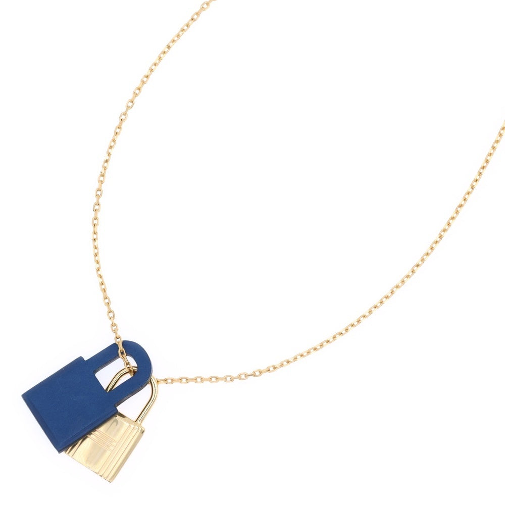 HERMES(エルメス) オーケリー カデナ ネックレス ペンダント ゴールド金具 ネイビー レザー GP D刻