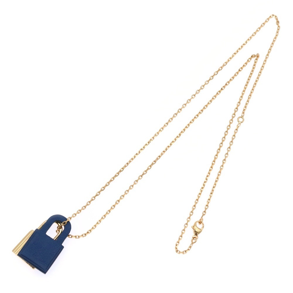 HERMES(エルメス) オーケリー カデナ ネックレス ペンダント ゴールド金具 ネイビー レザー GP D刻