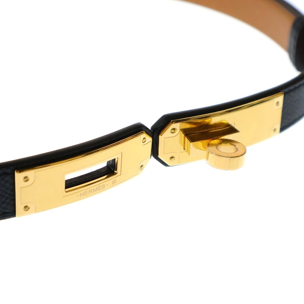 HERMES(エルメス) ケリー ベルト ブラック ゴールド金具 エプソン K刻印