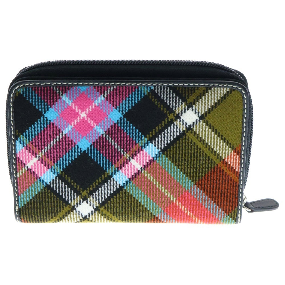 Vivienne Westwood(ヴィヴィアンウエストウッド) ラウンド ファスナー財布 タータンチェック マルチカラー ヴィーガンレザー