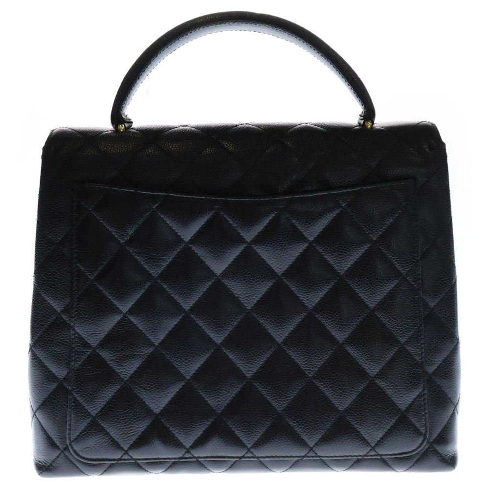 CHANEL(シャネル) ココマーク マトラッセ トップハンドル30 キャビアスキン ハンドバッグ ブラック レディース