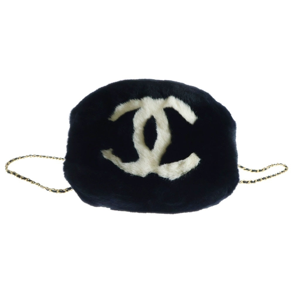 CHANEL(シャネル) ハンドマフ チェーンショルダーバッグ ゴールド金具 ブラック/ホワイト