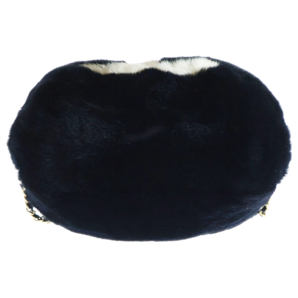 CHANEL(シャネル) ハンドマフ チェーンショルダーバッグ ゴールド金具 ブラック/ホワイト