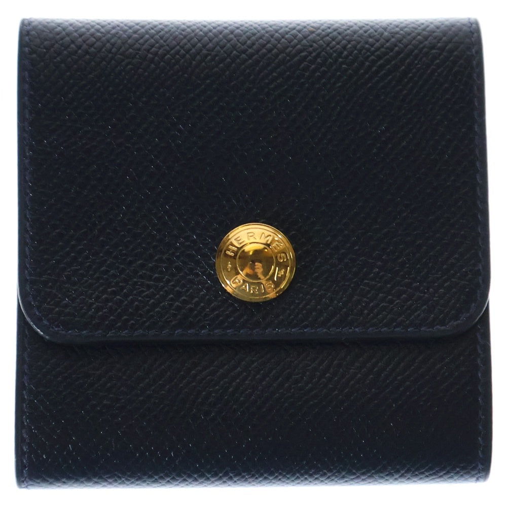 HERMES(エルメス) ポストイットケース ネイビー ゴールド金具