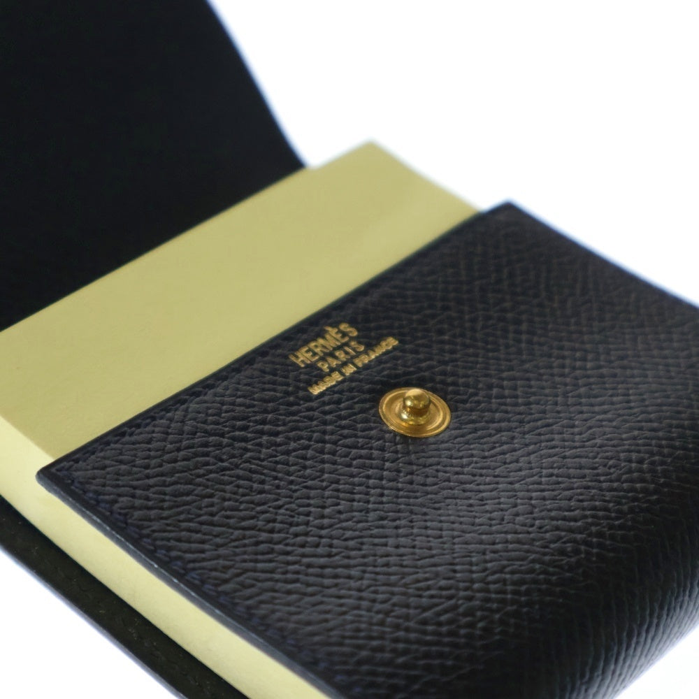 HERMES(エルメス) ポストイットケース ネイビー ゴールド金具