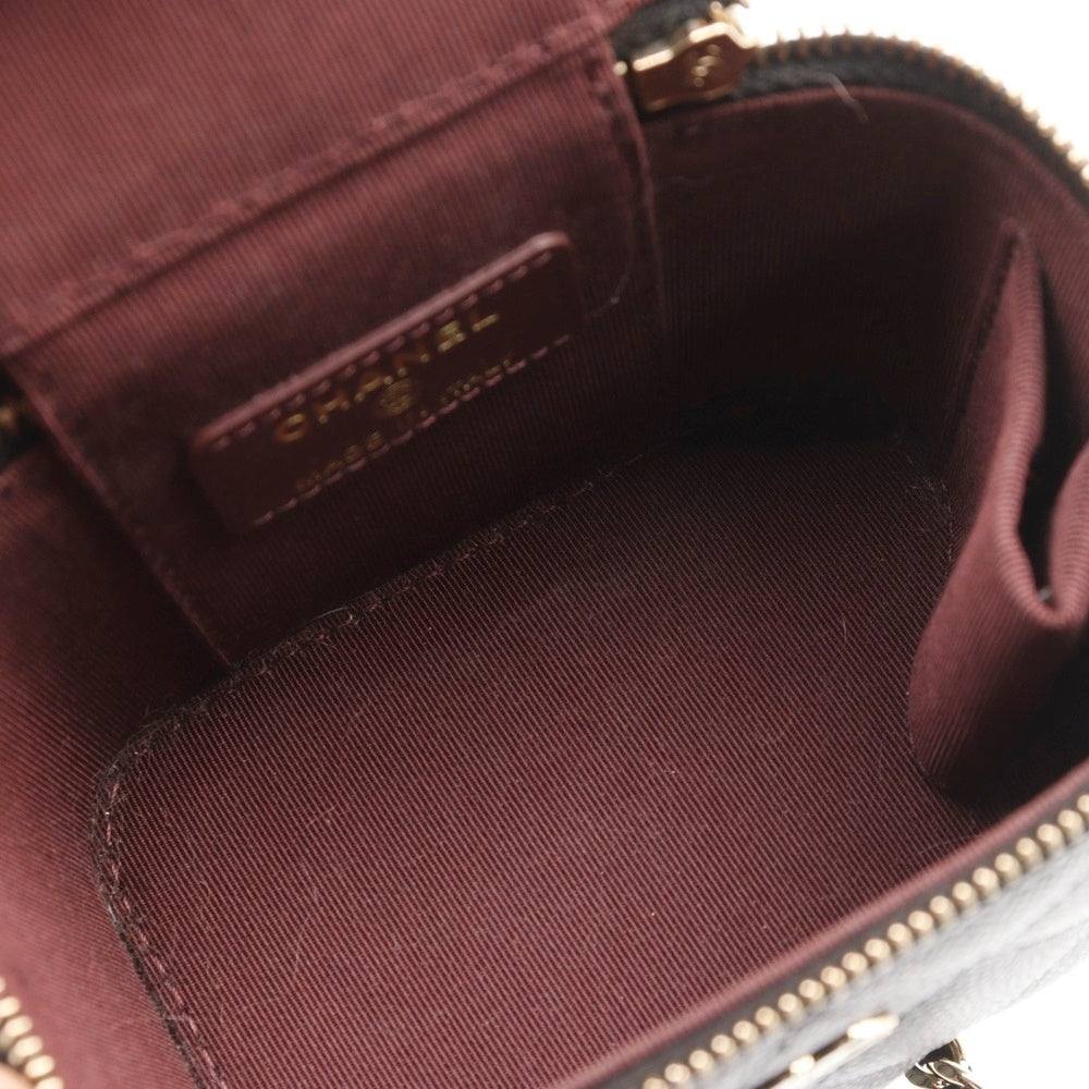 CHANEL(シャネル) マトラッセ キャビア ココマーク ミニ バニティ クラシック チェーン バッグ ゴールド金具 ブラック/ゴールド レディース 31番台