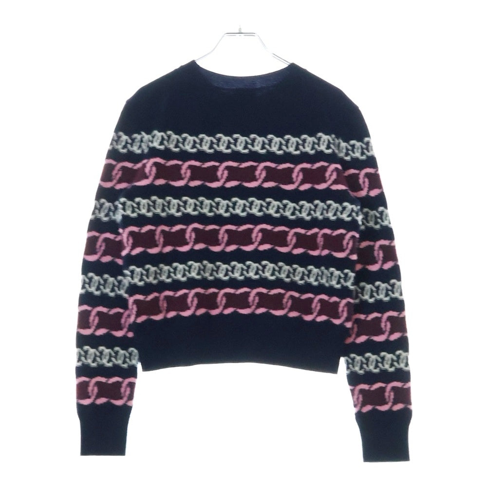 CHANEL(シャネル) 23AW ココマーク チェーン柄 カシミヤニットセーター レディース ネイビー P75775K10913