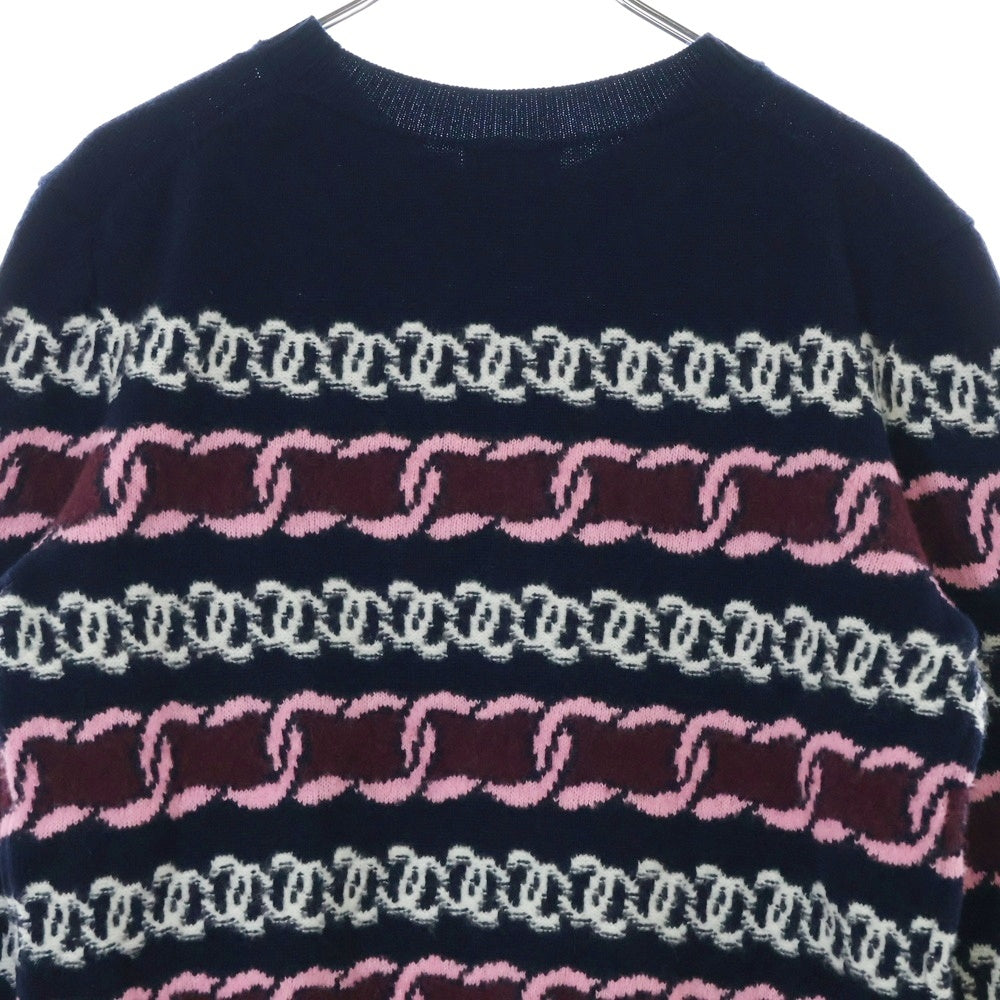 CHANEL(シャネル) 23AW ココマーク チェーン柄 カシミヤニットセーター レディース ネイビー P75775K10913