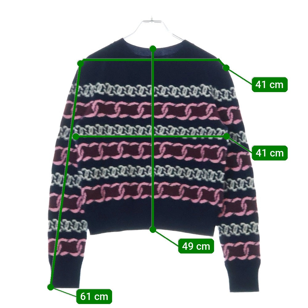 CHANEL(シャネル) 23AW ココマーク チェーン柄 カシミヤニットセーター レディース ネイビー P75775K10913