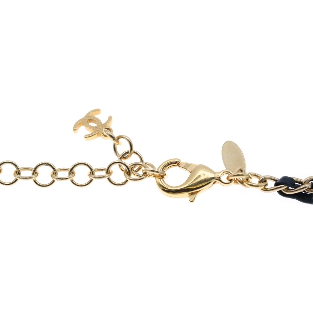 CHANEL(シャネル) ココマーク リボン チェーンネックレス GP ゴールド×ブラック P22A AB8741 アクセサリー