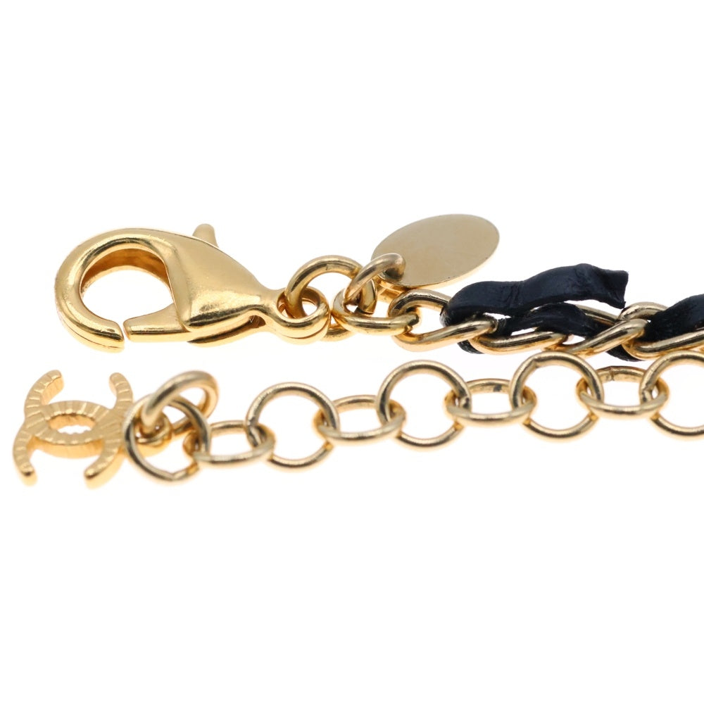 CHANEL(シャネル) ココマーク リボン チェーンネックレス GP ゴールド×ブラック P22A AB8741 アクセサリー