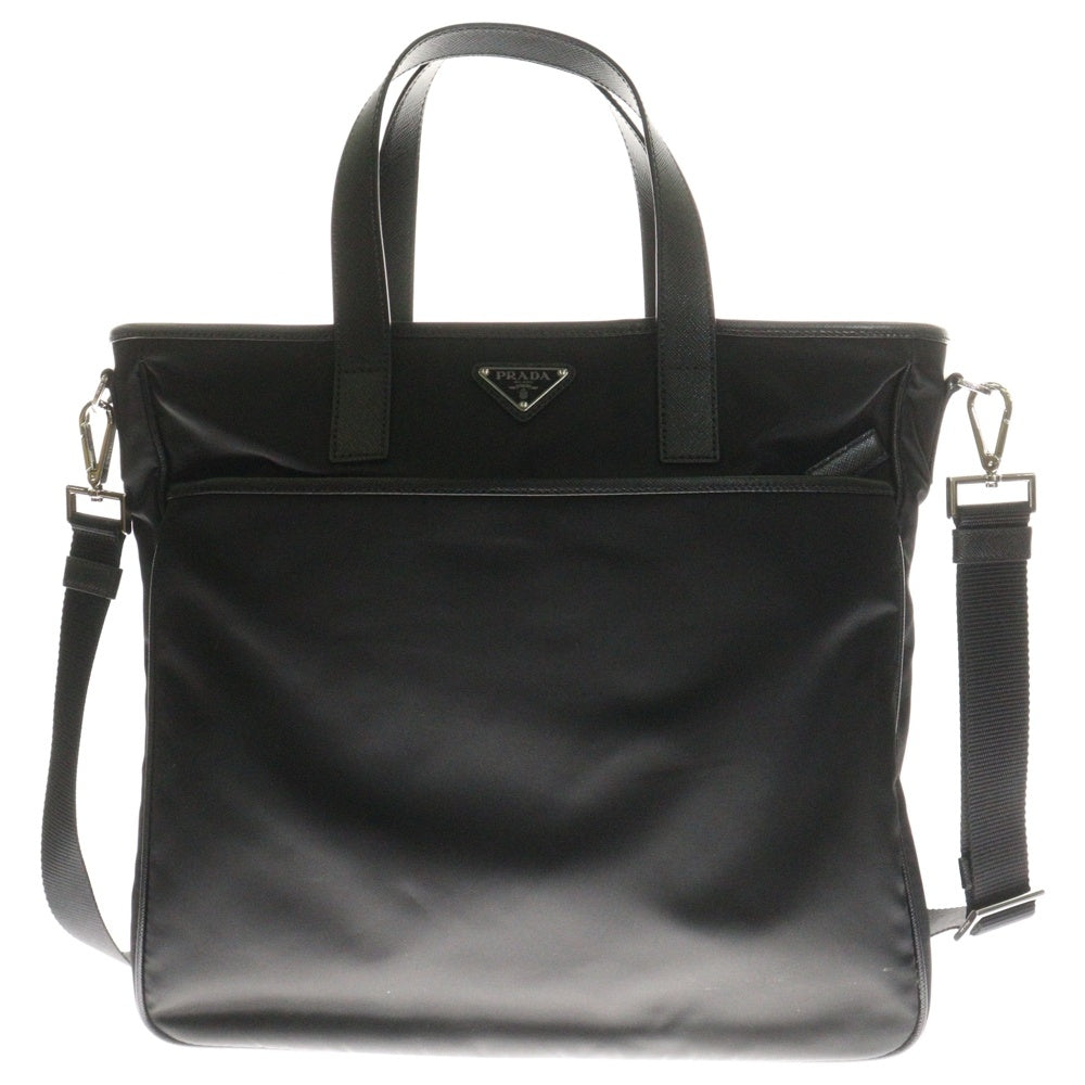 PRADA(プラダ) 2WAYバッグ ハンドバック トートバッグ ショルダーバッグ ブラック シルバー金具 テスート レザー 2VG032