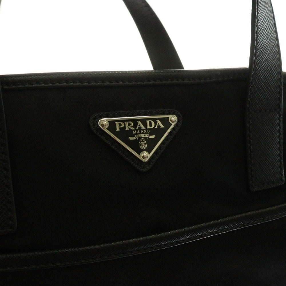 PRADA(プラダ) 2WAYバッグ ハンドバック トートバッグ ショルダーバッグ ブラック シルバー金具 テスート レザー 2VG032