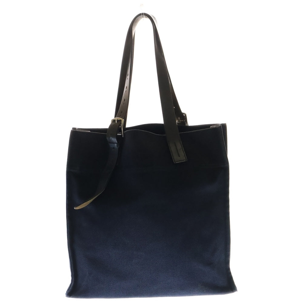 HERMES(エルメス) エトリヴィエール トートバッグ ハンドバッグ シルバー金具 ネイビー コットン キャンバス×レザー