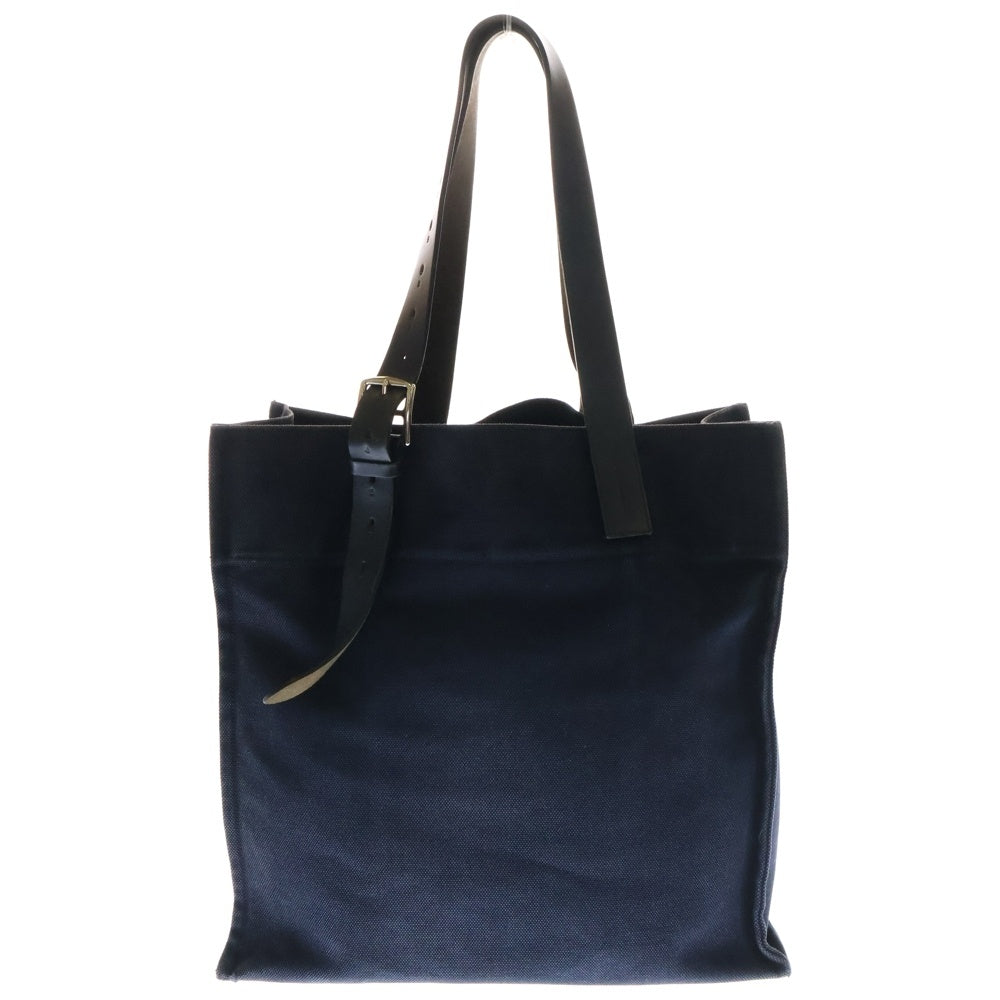 HERMES(エルメス) エトリヴィエール トートバッグ ハンドバッグ シルバー金具 ネイビー コットン キャンバス×レザー
