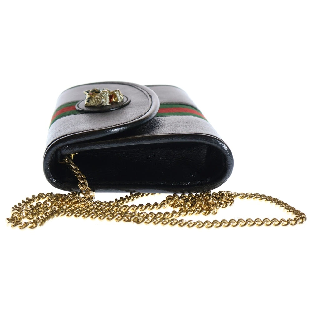 GUCCI(グッチ) ラジャ オフィディア チェーンショルダーバッグ タイガーモチーフ ブラック レザー ゴールド金具 573797