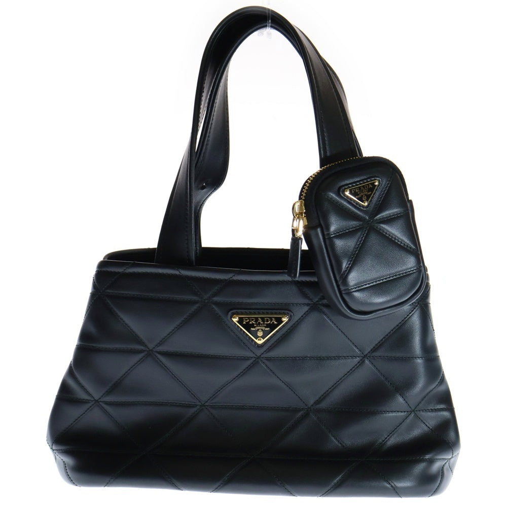 PRADA(プラダ) キルティング 2WAYハンドバッグ ショルダーバッグ ブラック ゴールド金具 トライアングルロゴプレート レザー 1BG548