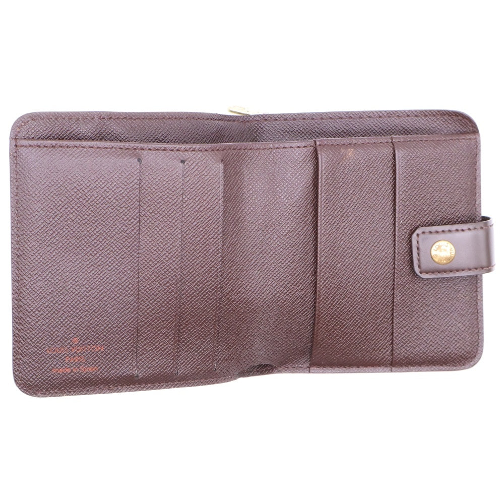 LOUIS VUITTON(ルイヴィトン) コンパクトジップ ダミエ エベヌ PVC レザー ウォレット 二つ折り財布 ブラウン N61668 CA0011