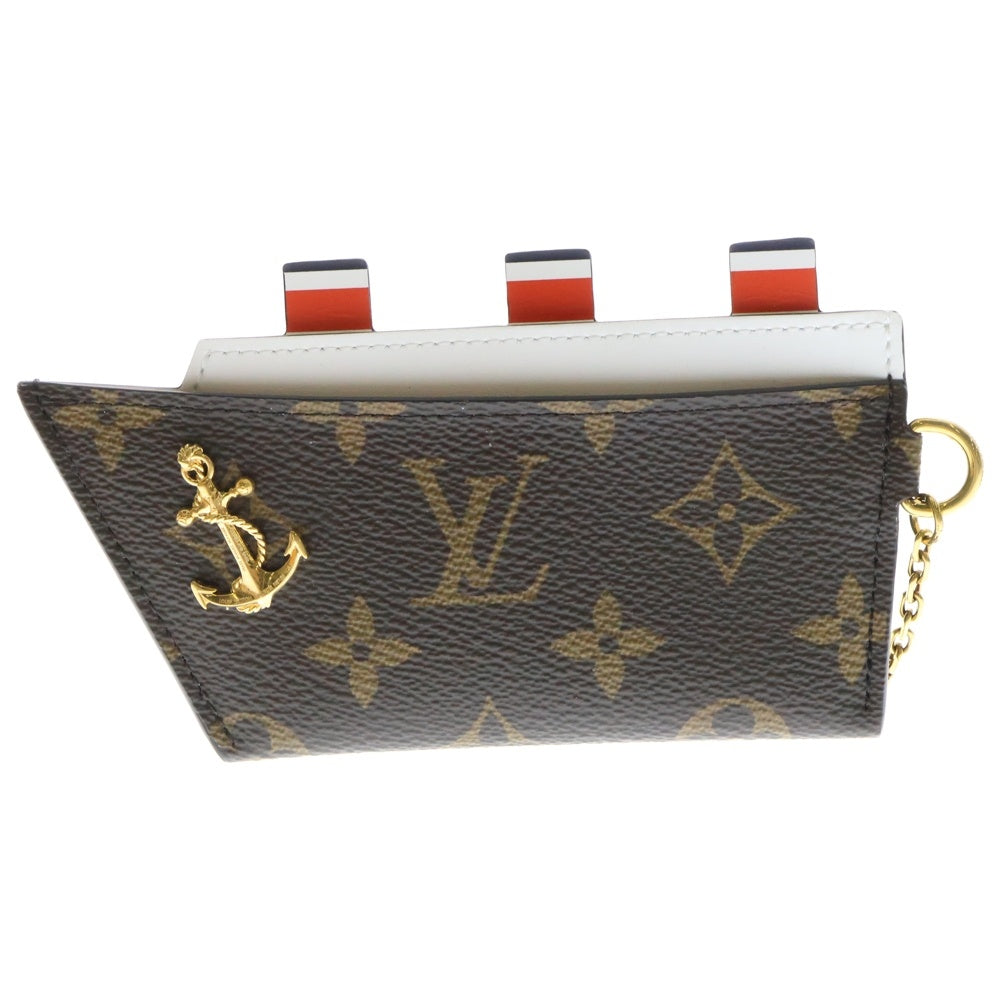 LOUIS VUITTON(ルイヴィトン) モノグラム ポルト カルト・クルーズ バッグチャーム レザー×PVC ブラウン ゴールド金具 M14468