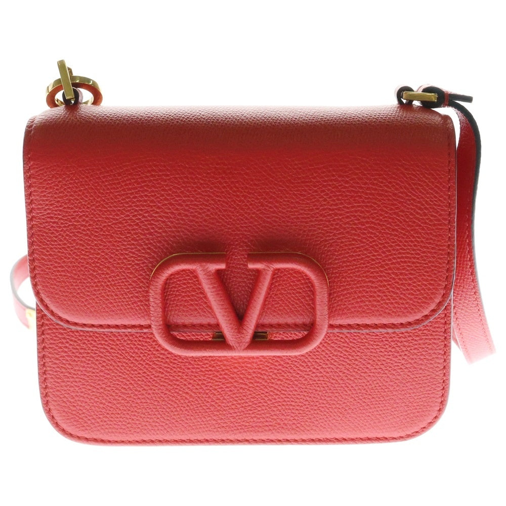 VALENTINO(ヴァレンティノ) ショルダーバッグ ショルダーポシェット ゴールド金具 レッド レザー