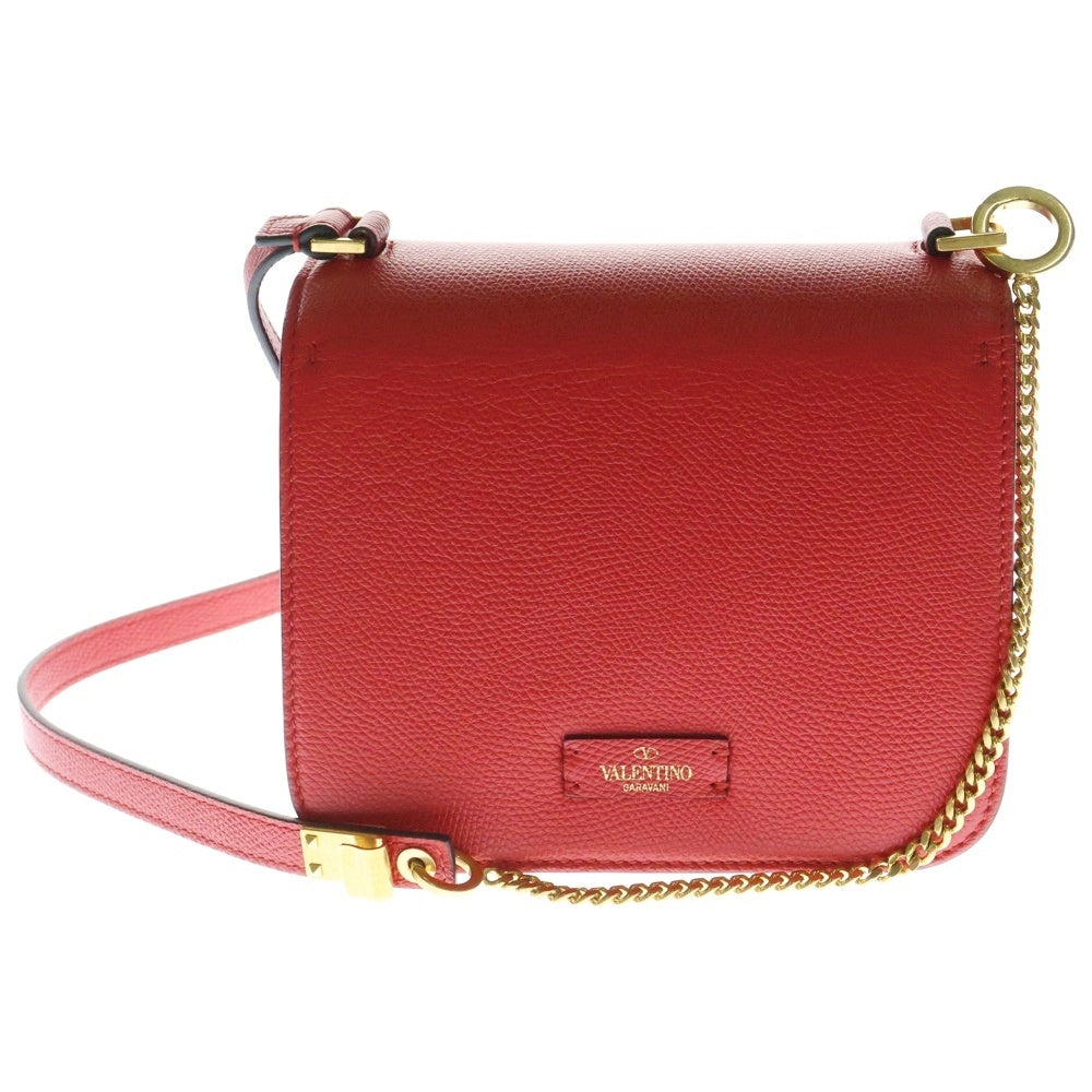 VALENTINO(ヴァレンティノ) ショルダーバッグ ショルダーポシェット ゴールド金具 レッド レザー