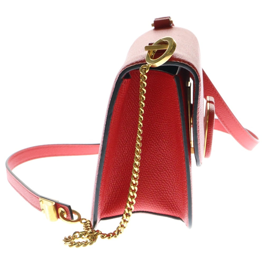 VALENTINO(ヴァレンティノ) ショルダーバッグ ショルダーポシェット ゴールド金具 レッド レザー