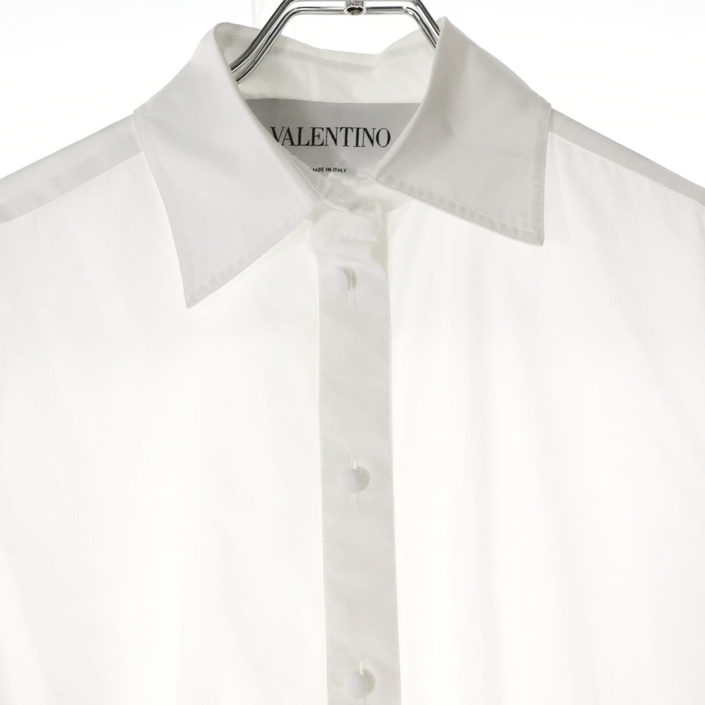 VALENTINO(ヴァレンティノ) 袖口ビーズ刺繍 レギュラーカラー フレア ロング シャツワンピース ホワイト レディース TB3VAR204HP