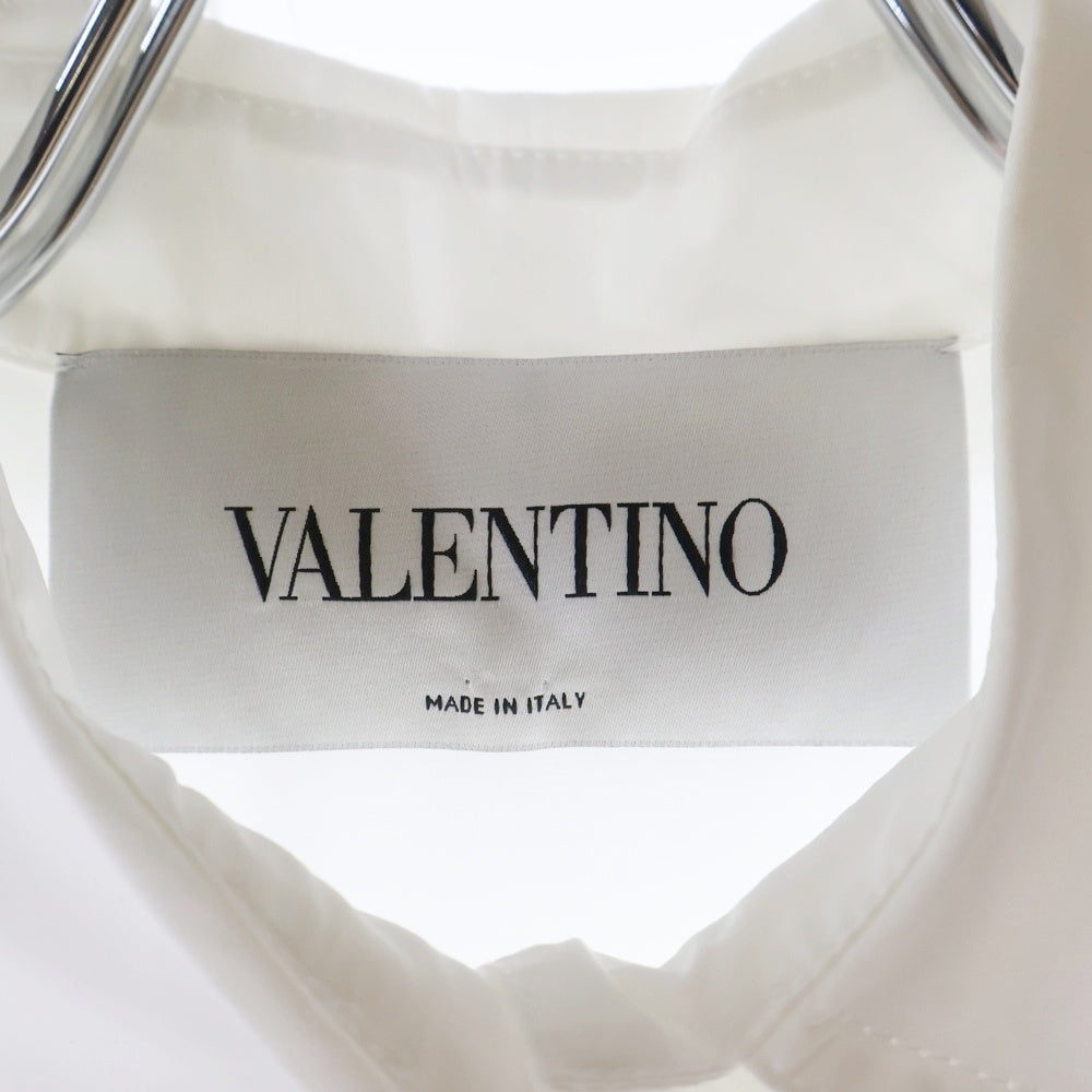 VALENTINO(ヴァレンティノ) 袖口ビーズ刺繍 レギュラーカラー フレア ロング シャツワンピース ホワイト レディース TB3VAR204HP