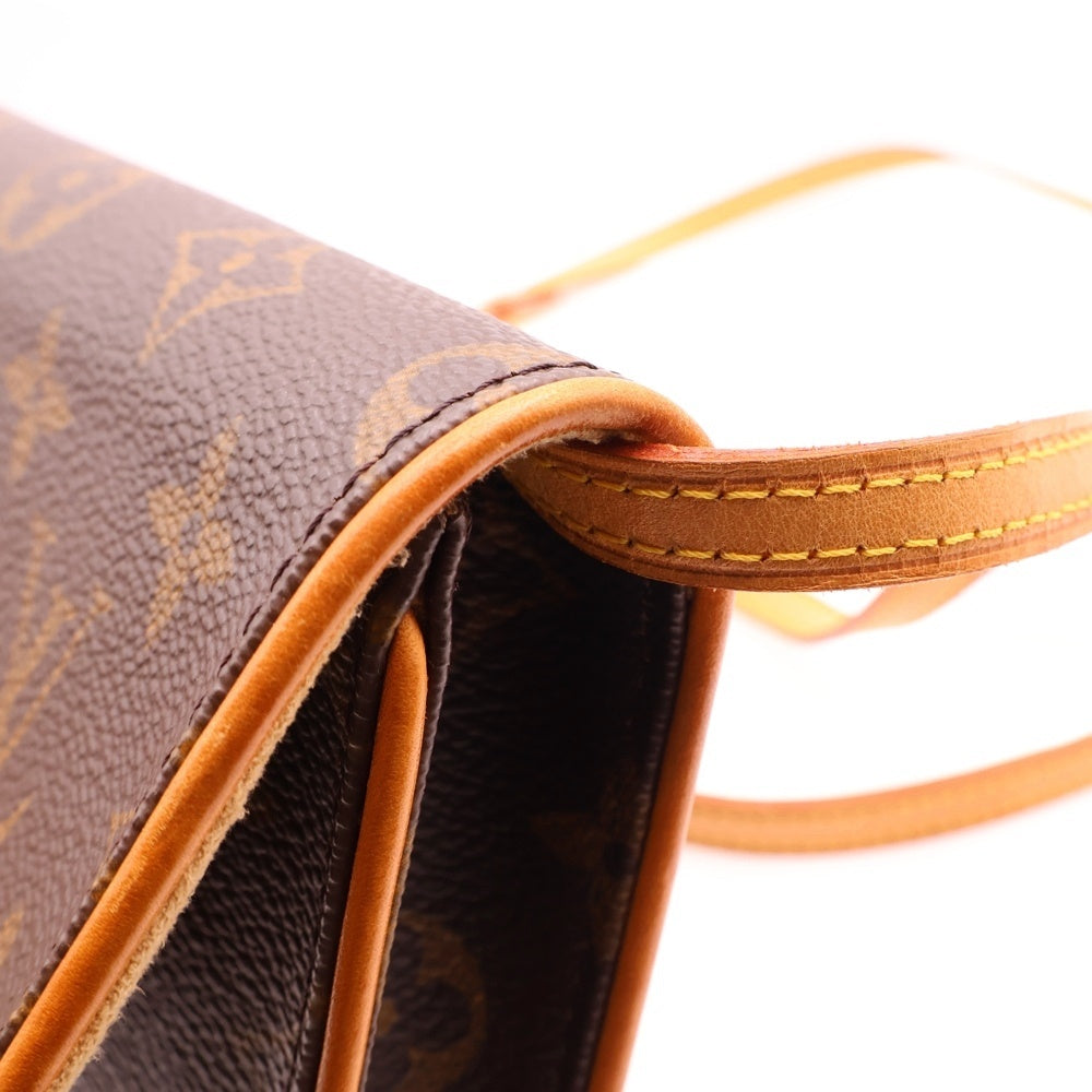 LOUIS VUITTON(ルイヴィトン) モノグラム ポシェットツインGM レザーショルダーバッグ ブラウン レディース M51852