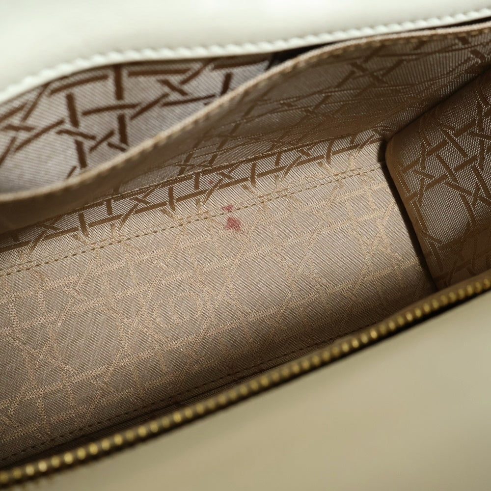 DIOR(ディオール) LADY DIOR スモール ホワイト ラムスキン 2wayハンドバッグ ショルダーバッグ レディース ゴールド金具