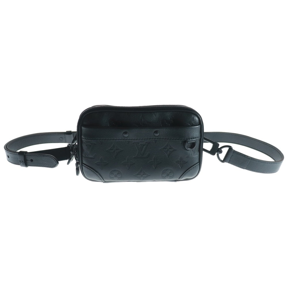 LOUIS VUITTON(ルイヴィトン) アルファ ウエアラブル ウォレット モノグラム シャドウ レザー ミニショルダー クロスボディ バッグ ブラック金具 ブラック M82544 RFID