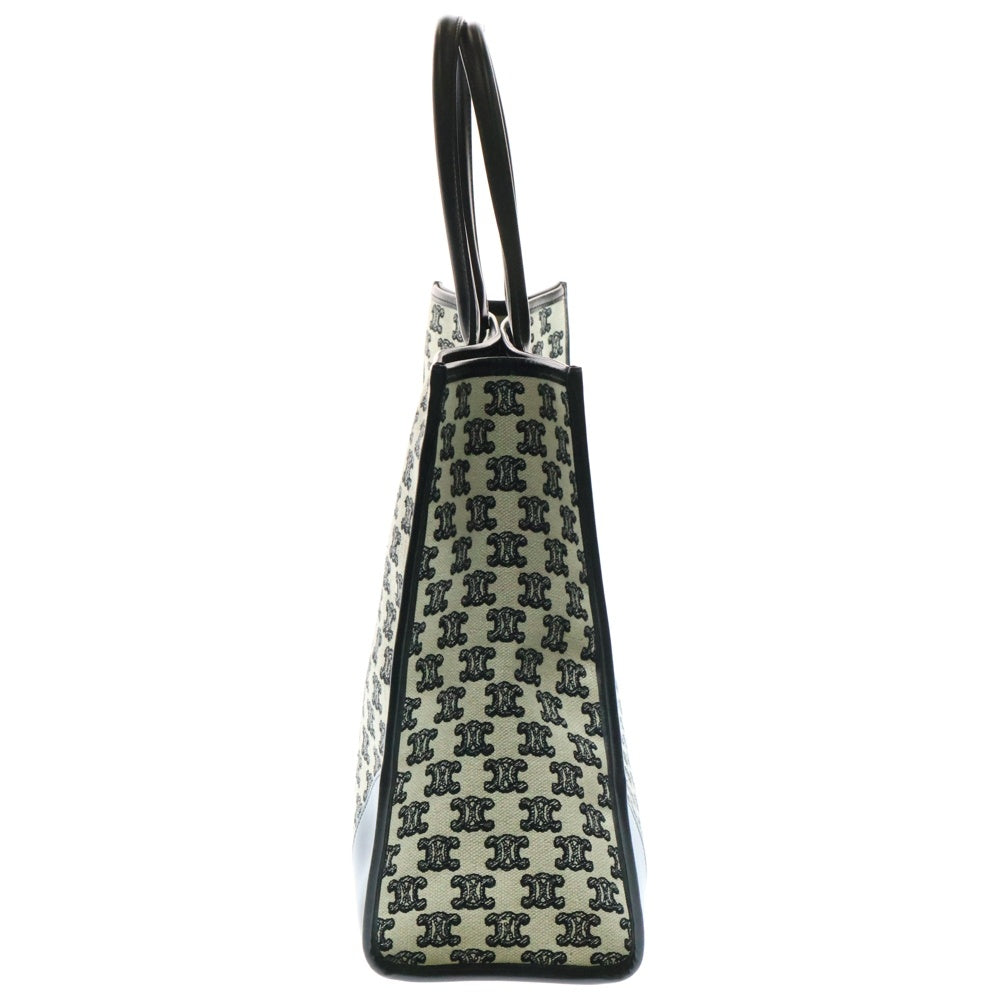 CELINE(セリーヌ) トリオンフ ホリゾンタルカバ キャンバス レザー ハンド トートバッグ ゴールド金具 ブラック/ベージュ 194342CS8