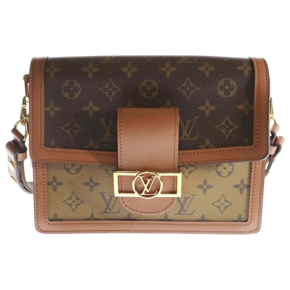 LOUIS VUITTON(ルイヴィトン) ドーフィーヌMM モノグラム リバース PVC レザー 2WAY チェーン ハンド ショルダーバッグ ゴールド金具 ブラウン M44391