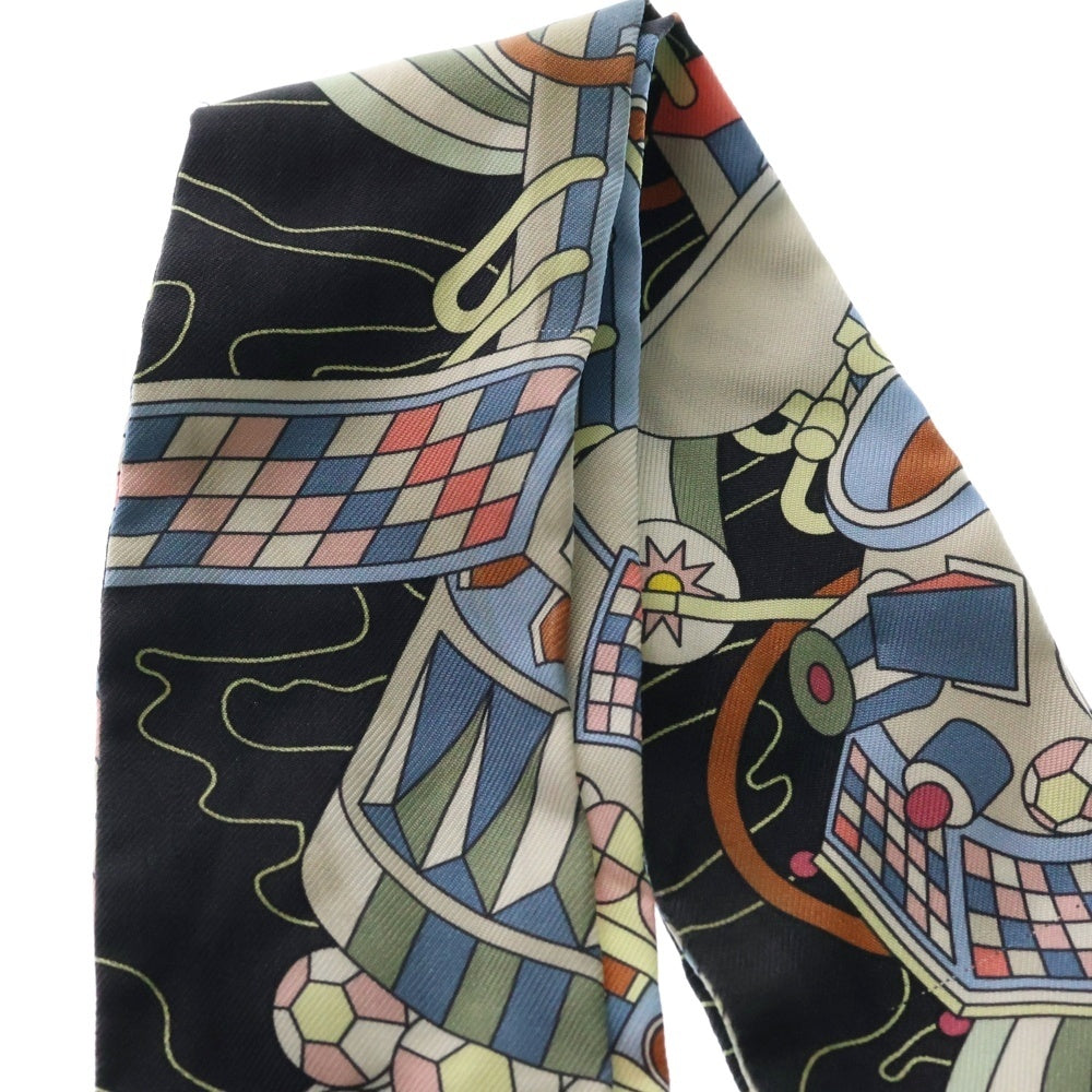 HERMES(エルメス) 22AW ツイリー オデッセイ スカーフ ブラック×ブルー シルク