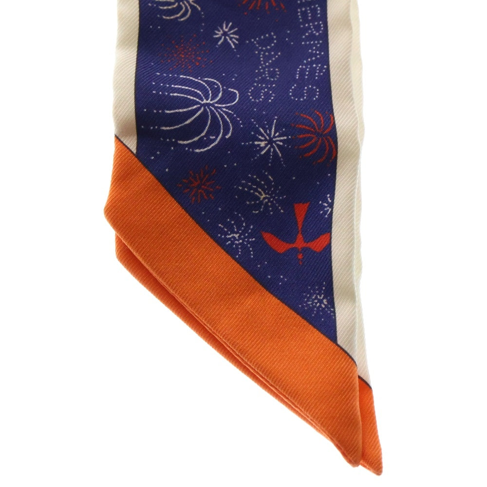 HERMES(エルメス) 23SS エルメス ファクトリー ツイリー スカーフ シルク レッド×オレンジ マルチカラー