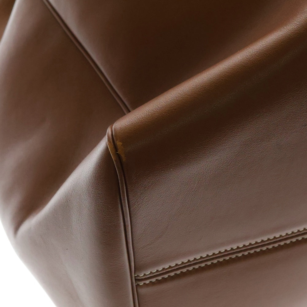CELINE(セリーヌ) カバ ドローストリング トリオンフ トートバッグ ハンドバッグ 巾着 ブラウン 白ステッチ キュイル