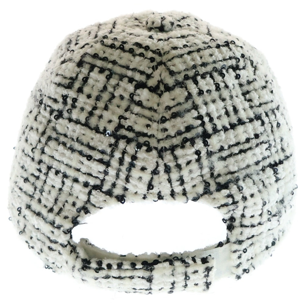 CHANEL(シャネル) 23AW ベースボール ココマーク キャップ 帽子 ツイード スパンコール ゴールド金具