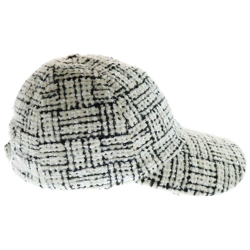 CHANEL(シャネル) 23AW ベースボール ココマーク キャップ 帽子 ツイード スパンコール ゴールド金具