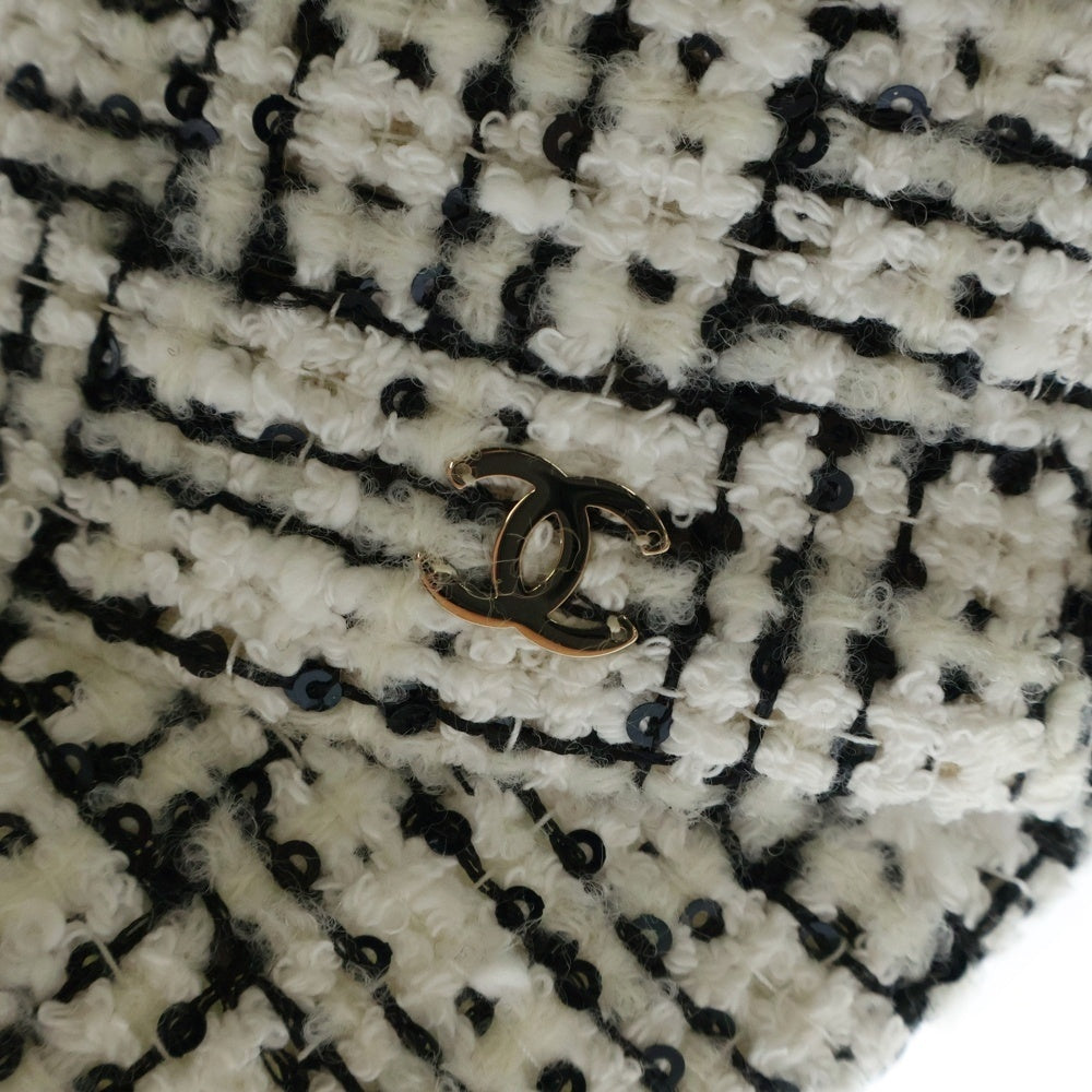 CHANEL(シャネル) 23AW ベースボール ココマーク キャップ 帽子 ツイード スパンコール ゴールド金具
