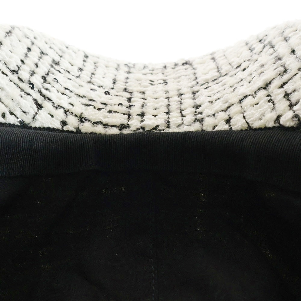 CHANEL(シャネル) 23AW ベースボール ココマーク キャップ 帽子 ツイード スパンコール ゴールド金具