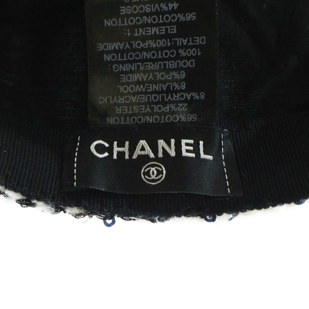 CHANEL(シャネル) 23AW ベースボール ココマーク キャップ 帽子 ツイード スパンコール ゴールド金具