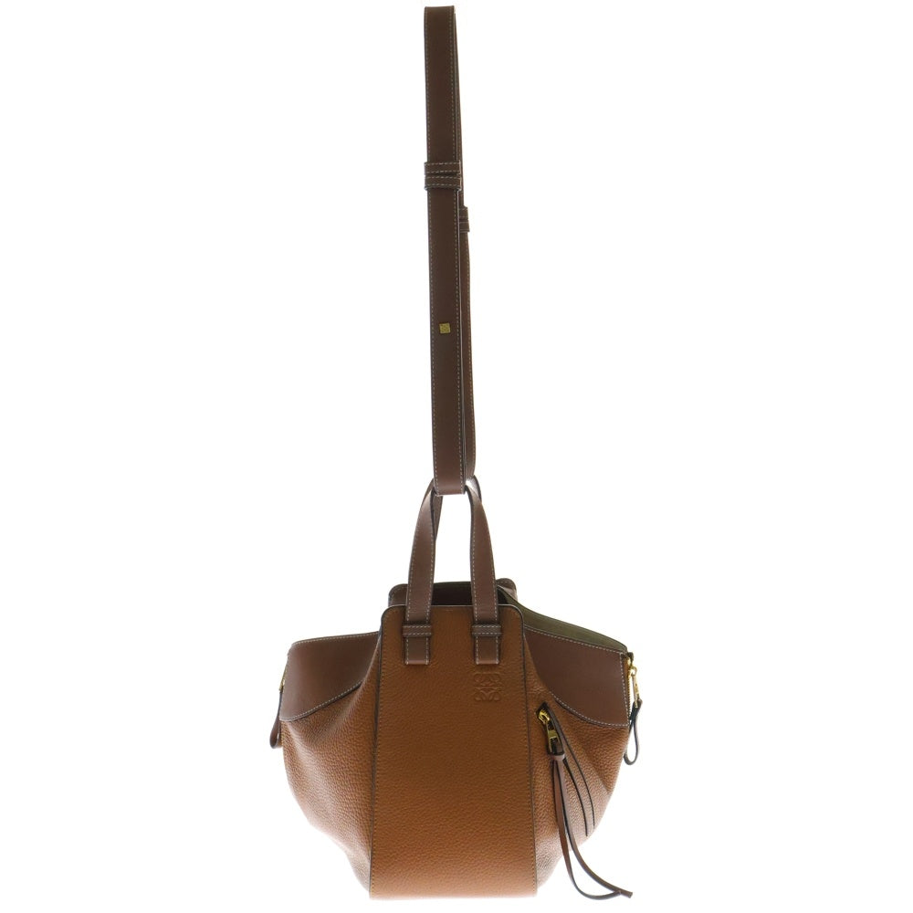 LOEWE(ロエベ) ハンモック スモール アナグラムロゴ レザー 2WAY ハンド ショルダーバッグ ゴールド金具 ブラウン