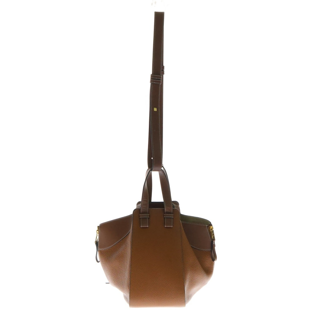LOEWE(ロエベ) ハンモック スモール アナグラムロゴ レザー 2WAY ハンド ショルダーバッグ ゴールド金具 ブラウン
